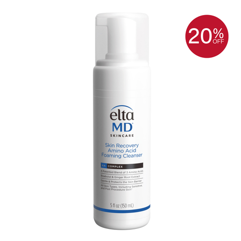 Eltamd skincare cleanser bottle with a 20% off label on a white background