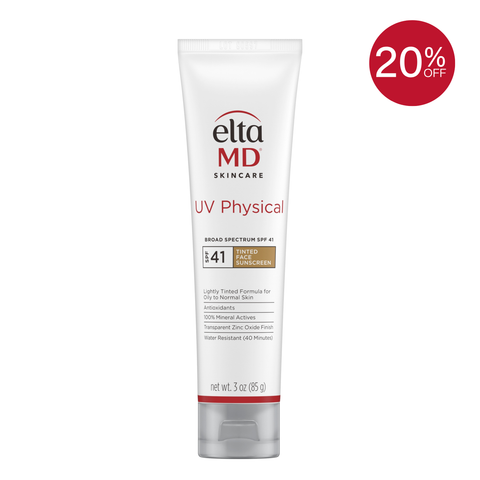 Eltamd UV Physical sunscreen tube on a white background with a 20% off badge.