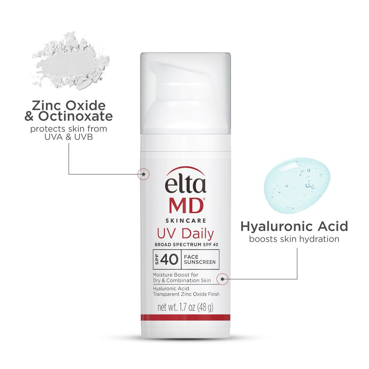 Elta MD UV Daily Facial Sunscreen SPF 40 1.7 oz Dry Combo Skin EXP 04/26 Elta MD UV Daily Facial Sunscreen SPF 40 1.7 oz Dry Combo Skin EXP 04/26