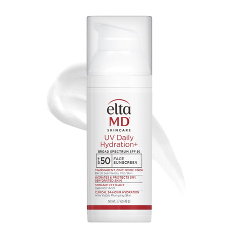 Elta MD UV Daily Hydration+ sunscreen bottle on a white background