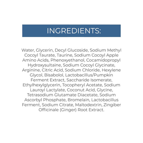 List of ingredients on a white background with a blue header.