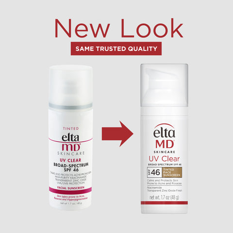 New Look. Same Trusted Quality. EltaMD UV Clear Tinted Broad-Spectrum SPF 46