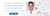 Promotional banner for a virtual event with a doctor and skincare products.