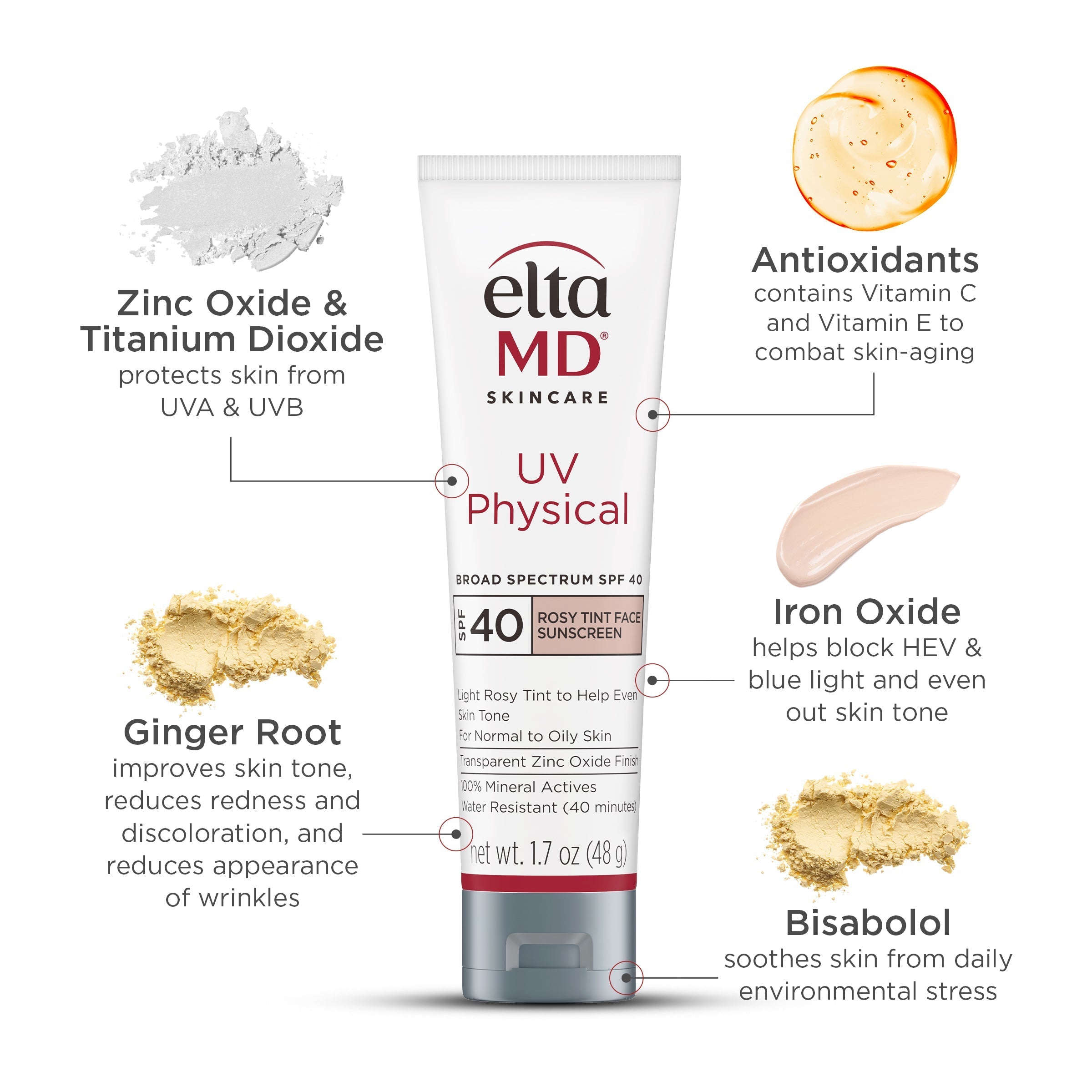 UV Physical Rosy Tint Mineral Sunscreen SPF 40 | EltaMD®