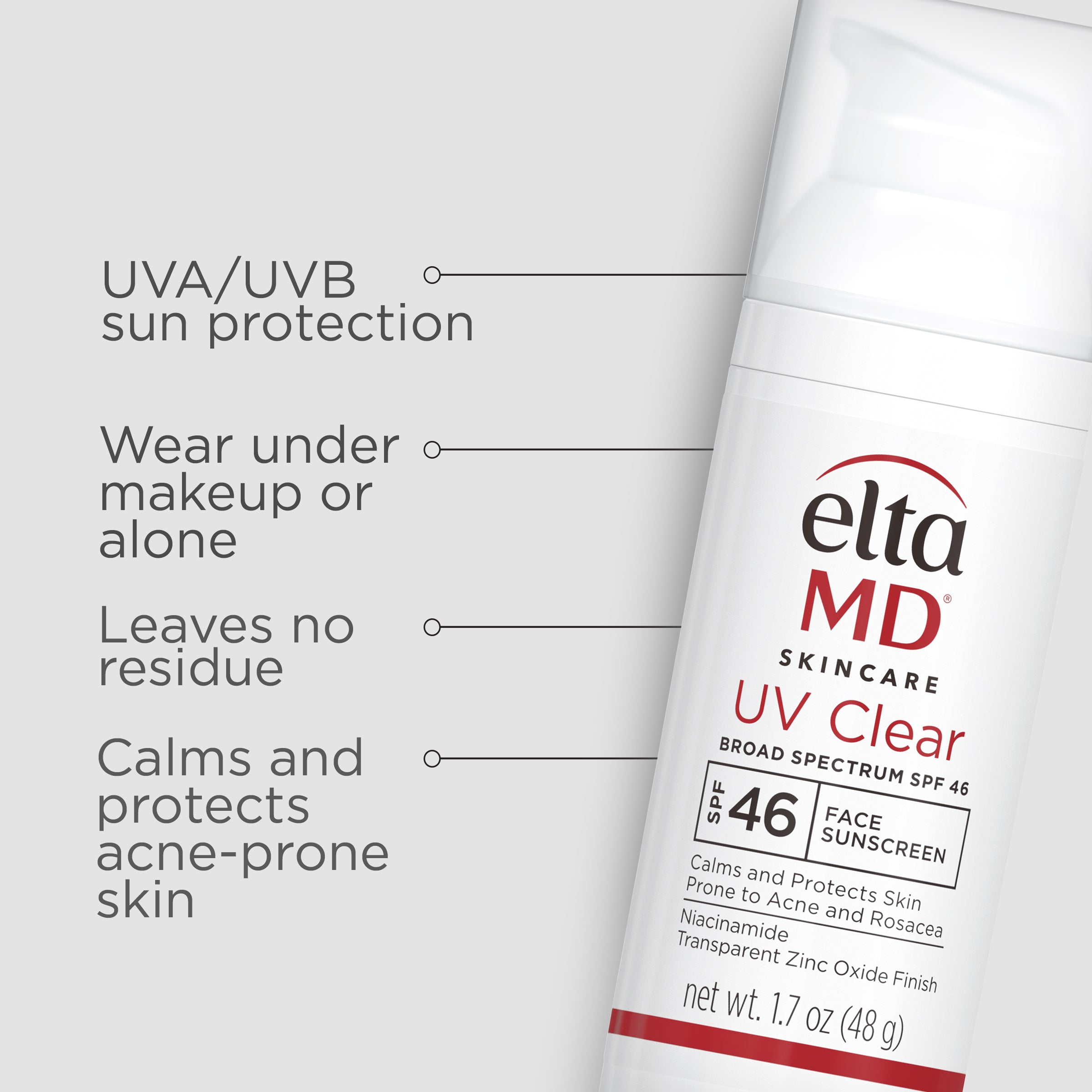 UVA/UVB Sun Protection. Leaves No Residue