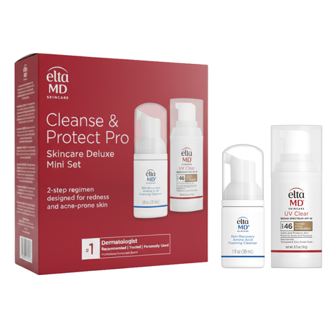  EltaMD skincare deluxe mini set with packaging on a white background