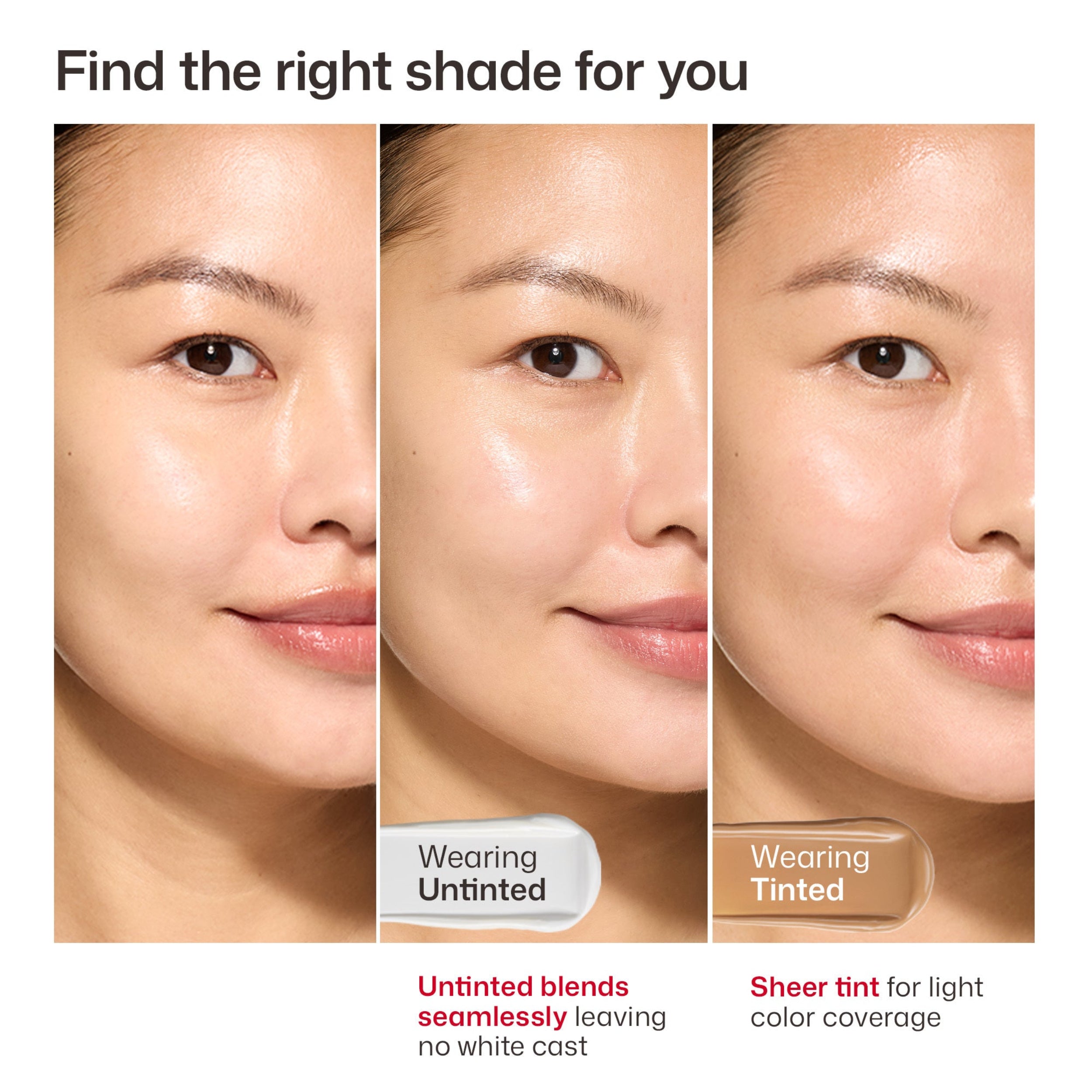 Model before and after applying UV Clear untinted and UV Clear tinted