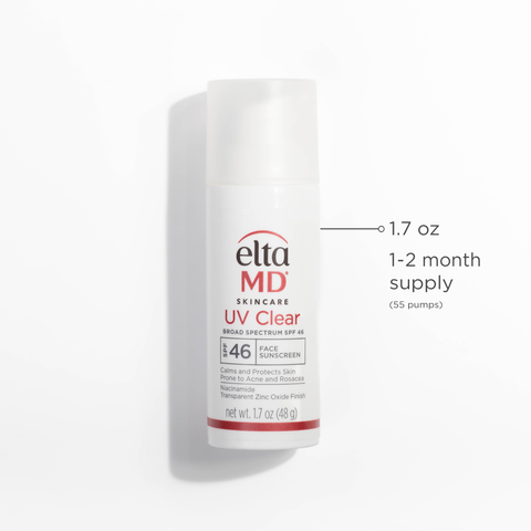 Eltamd UV Clear sunscreen bottle on a white background