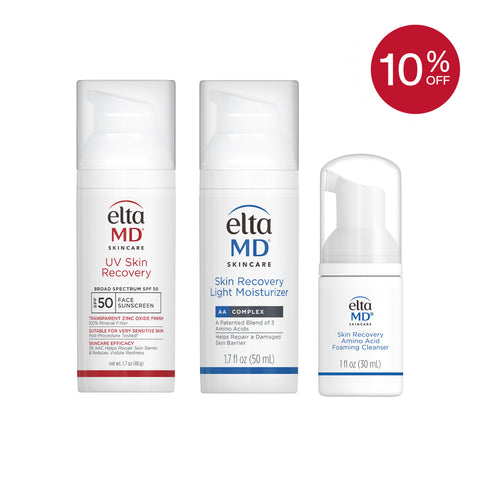Eltma MD skincare products on a white background with a 10% off badge.
