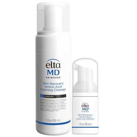 Eltamd Skin Recovery Amino Acid Foaming Cleanser bottle on a white background 5oz and 1oz bottles