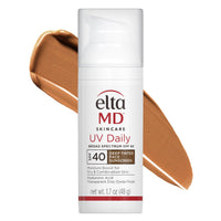 Eltamd UV Daily sunscreen with a brown tint on a white background