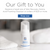 Skincare product with promotional text for a free gift with purchase on a white background
